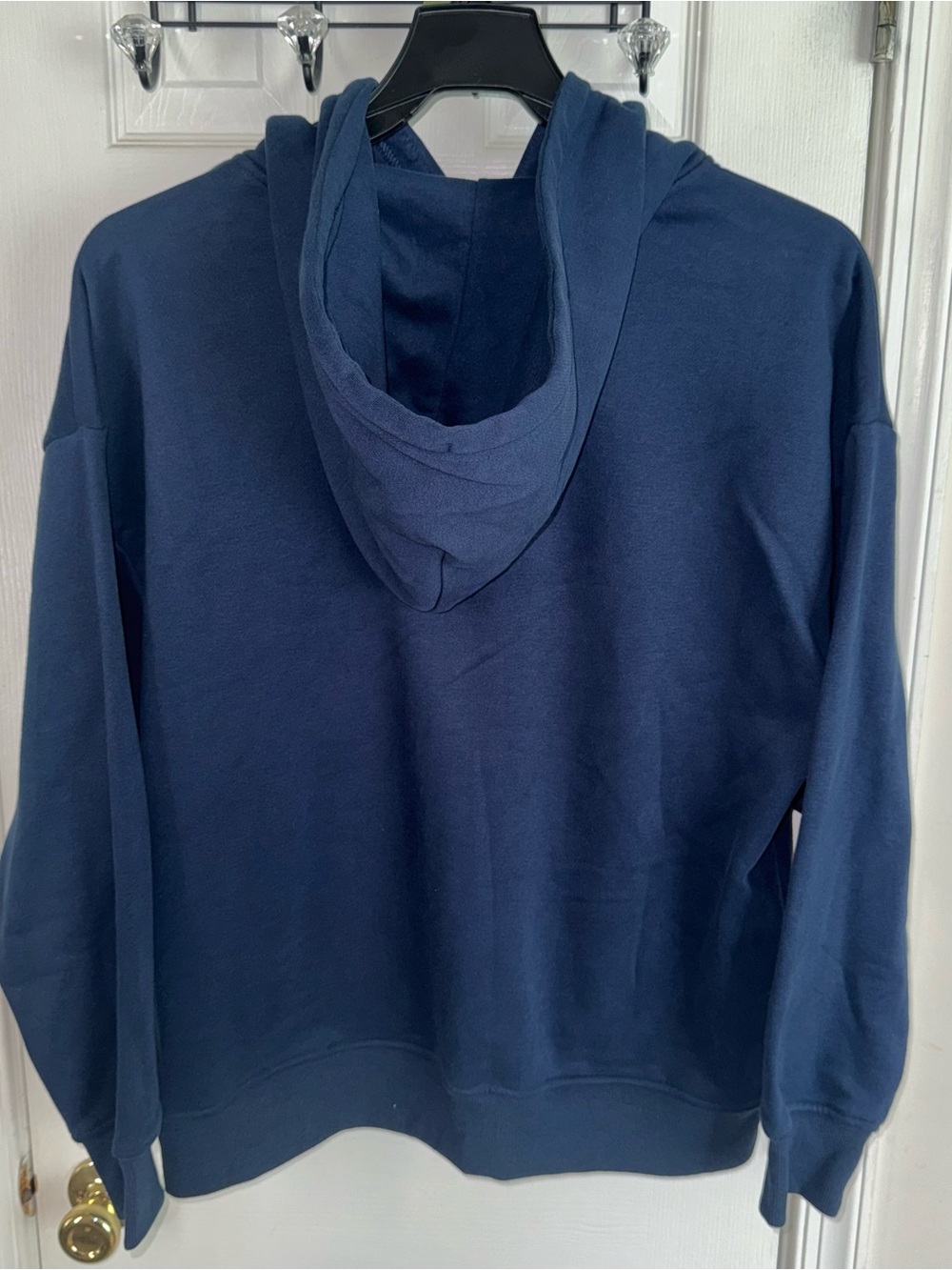 Women’s XL Oversized Full Zip Fleece Hoodie Two Way Zip Blue Cotton Soft Casual - Picture 9 of 16